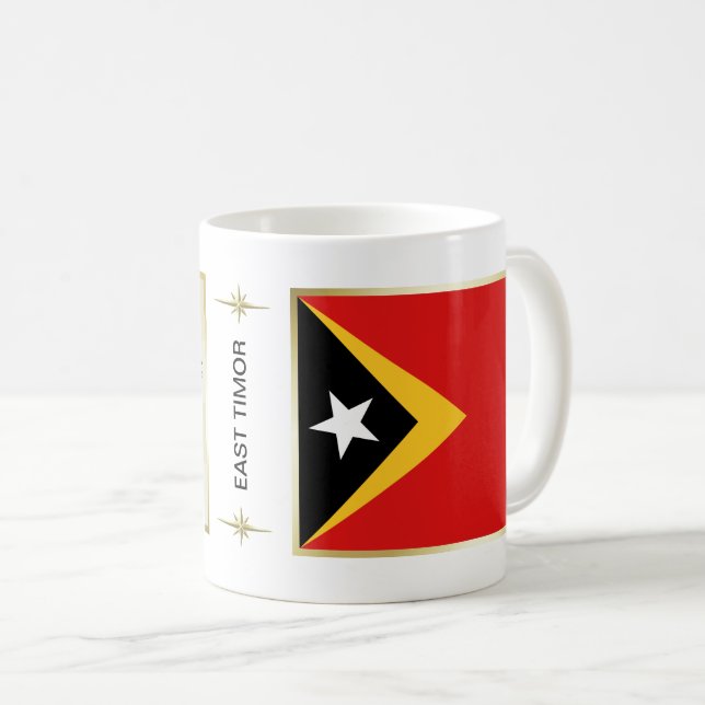 Café Taza con bandera y mapa de Timor Oriental (Anverso derecho)