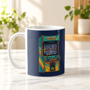 Café Taza con cabina de arcade retro de los 80 al estil