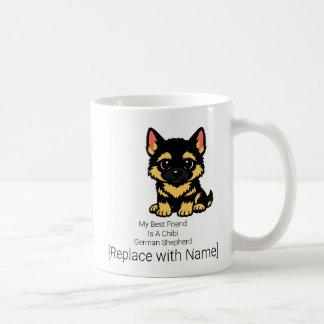 Café Taza con cachorro adorable Chibi de pastor alemán 