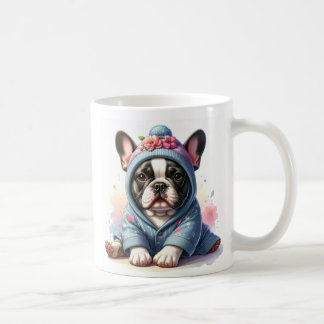 Café Taza con cachorro de Bulldog Francés adorable