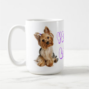 Café Taza con cachorro de Yorkshire Terrier lunares tur
