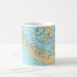 Café Taza con carta náutica de Florida - Sanibel Captiv