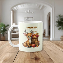 Taza con ciervo de nombre personalizado y cosecha