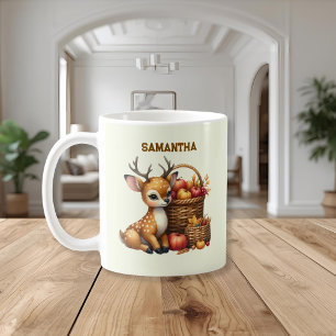 Café Taza con ciervo de nombre personalizado y cosecha 
