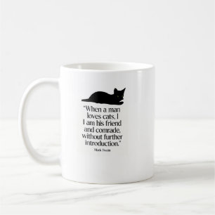 Café Taza con cita de Mark Twain sobre gatos