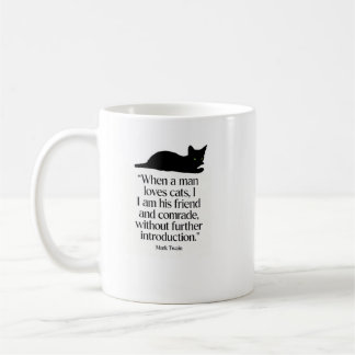 Café Taza con cita de Mark Twain sobre gatos