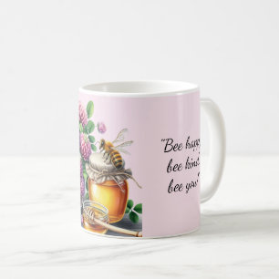 Café Taza con cita inspiradora de flor de trébol de abe
