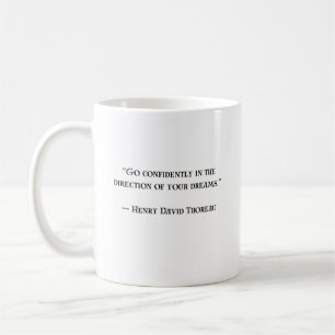 Café Taza con cita motivacional inspiradora de Thoreau