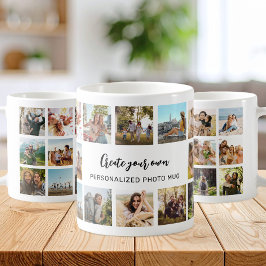 Café Taza con Collage de Fotos Personalizadas y Texto P
