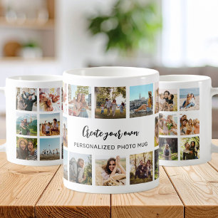 Café Taza con Collage de Fotos Personalizadas y Texto P
