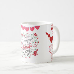 Café Taza con corazón floral del día de San Valentín fe