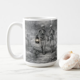 Café Taza con dibujo a lápiz de escena de cementerio pa