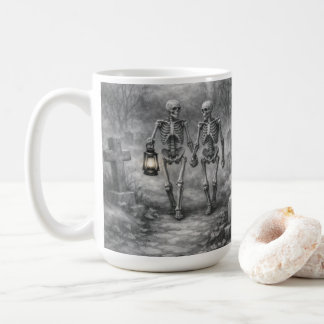 Café Taza con dibujo a lápiz de escena de cementerio pa