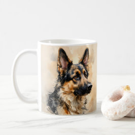 Café Taza con diseño artístico de pastor alemán