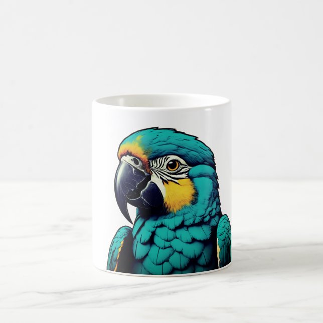 Café Taza con Diseño de Ave Tropical Loro (Centro)
