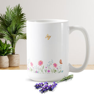 Café Taza con diseño de flores simple