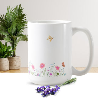 Café Taza con diseño de flores simple