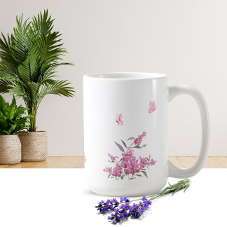 Café Taza con diseño de flores simple