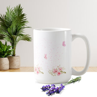 Café Taza con diseño de flores simple