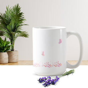 Café Taza con diseño de flores simple