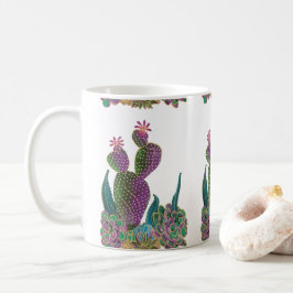 Café Taza con diseño de mosaico de flor de cactus de Se
