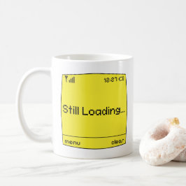 Café Taza con diseño de móvil retro aún cargando..