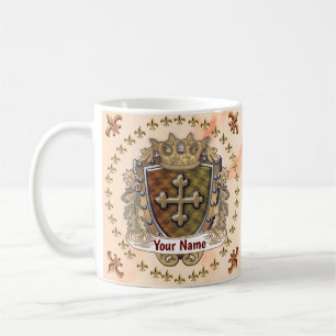 Café Taza con el apellido personalizado y Escudo de Arm