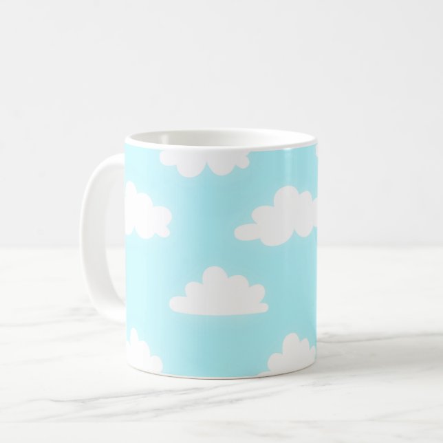 Café Taza con Estampado de Cielo Azul con Nubes (Anverso izquierdo)