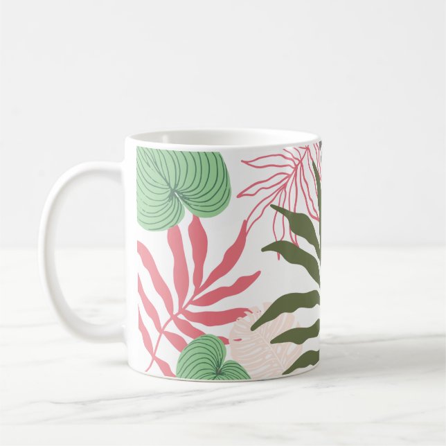 Café Taza con estampado de hojas (Izquierda)