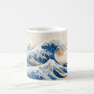Café Taza con estilo de manualidad en papel de Hokusai 
