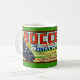 Café Taza con etiqueta de uvas Zinfandel Bocce