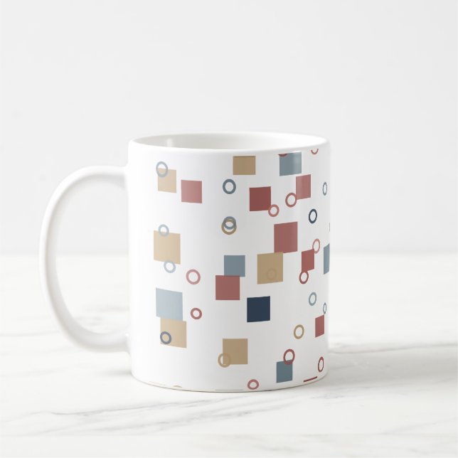 Café Taza con figuras de cuadrados y círculos alegres (Izquierda)