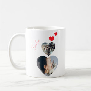 Café Taza con forma de corazón con foto y nombre person