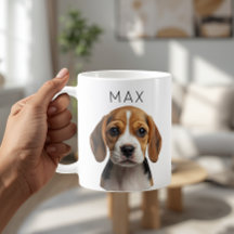 Taza con foto y nombre de perro personalizados
