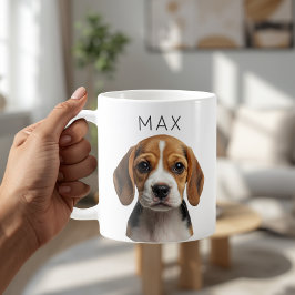 Café Taza con foto y nombre de perro personalizados