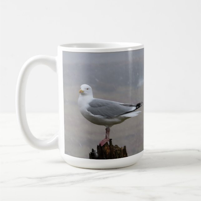 Café Taza con Gaviota de Pie Nevando Agregar Texto (Izquierda)