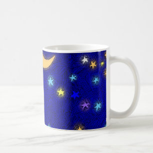 Café Taza con grabado vintage de luna y estrellas