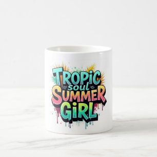 Café Taza con grafiti de chica de verano Tropic Soul