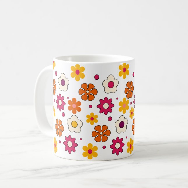 Café Taza con hermoso patrón de flores (Anverso izquierdo)
