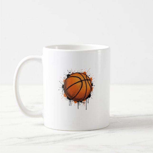 Café Taza con ilustración de baloncesto de dibujo moder (Izquierda)