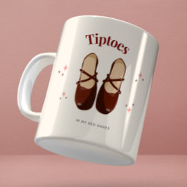 Café Taza con ilustración de zapatos rojos en acuarela