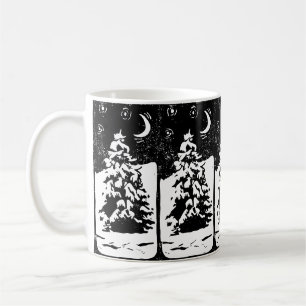 Café Taza con impresión en lino de abeto en paisaje nev