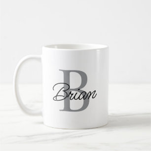 Café Taza con inicial de monograma y nombre, Taza con n