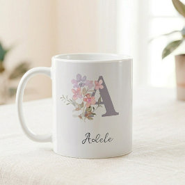 Café Taza con inicial personalizada: diseño de letra fl