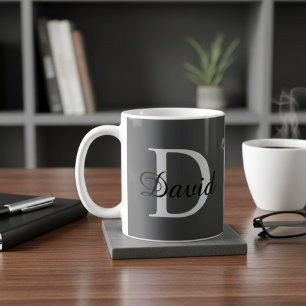 Café Taza con inicial y nombre de monograma moderno L