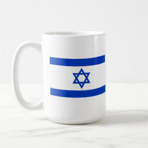 Café Taza con la bandera de Israel   Magen David azul y