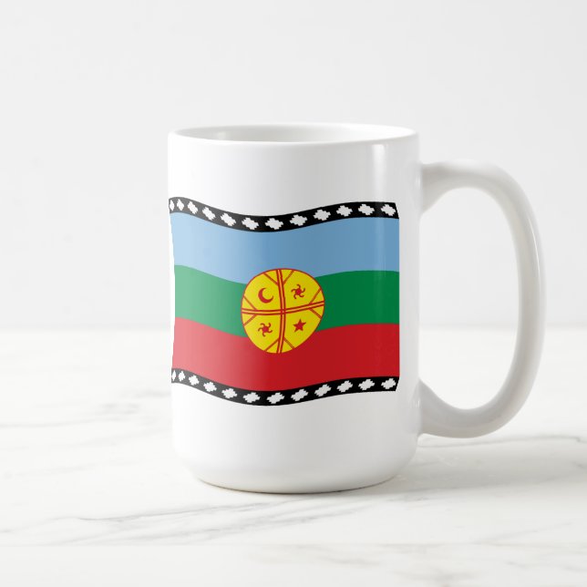 Café Taza con la bandera de los mapuches (Derecha)