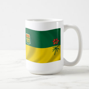 Café Taza con la bandera de Saskatchewan