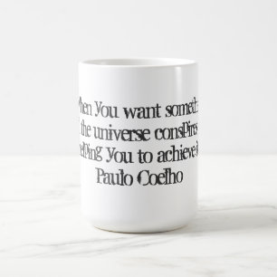 Café Taza con la cita de Paulo Coelho