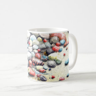 Café Taza con la imagen de piedras del lago Superior